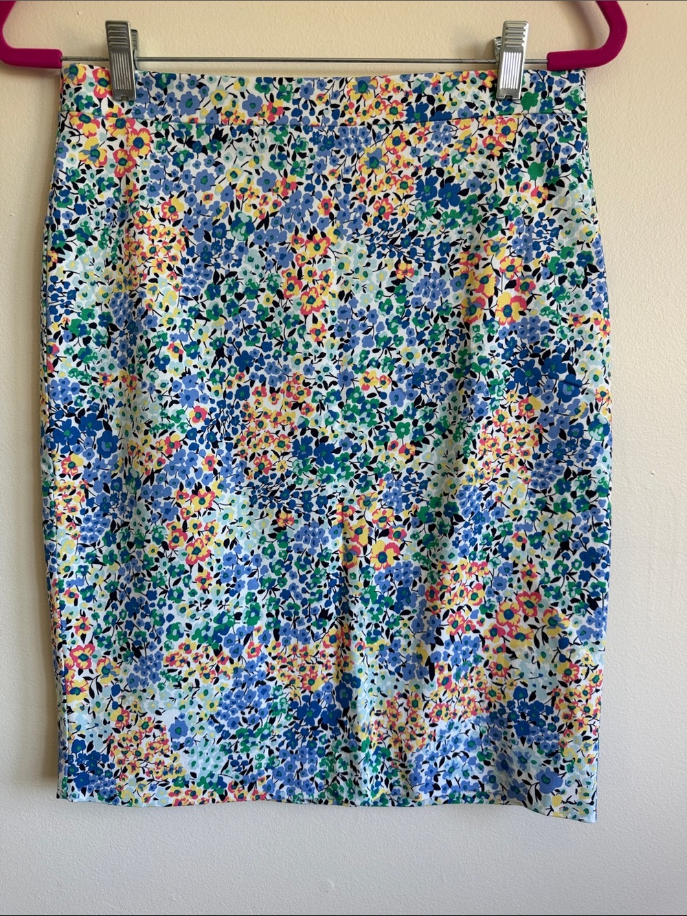 J. Crew Blue Multi Floral Pencil Skirt